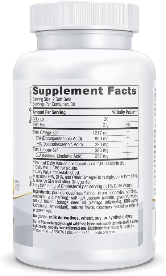 image:imageNordic Naturals ProEPA with Concentrated GLA Lemon 60 Soft Gels 1217 mg Omega3 257 mg GLA Heart Neurological amp Immune Support Healthy Skin NonGMO 30 Servings