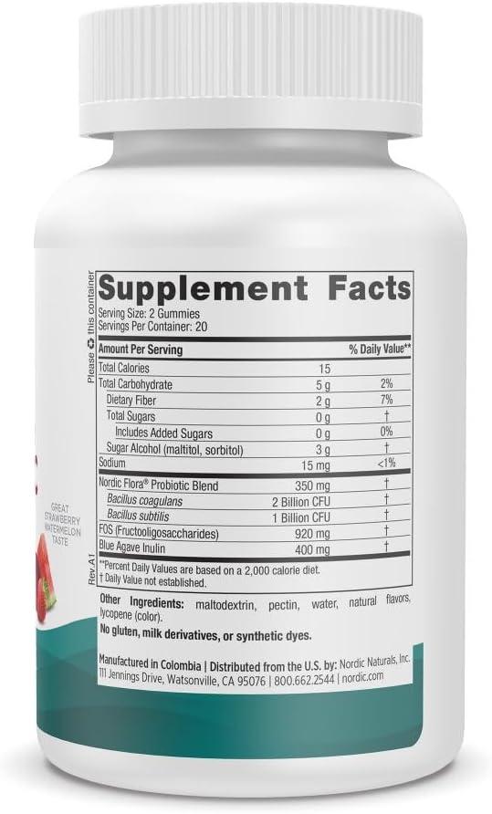 image:imageNordic Naturals Zero Sugar Probiotic Gummies Strawberry Watermelon Flavor 40 Gummies Supports Digestive Wellness amp Immune Health NonGMO Third Party Tested Vegan 20 Servings