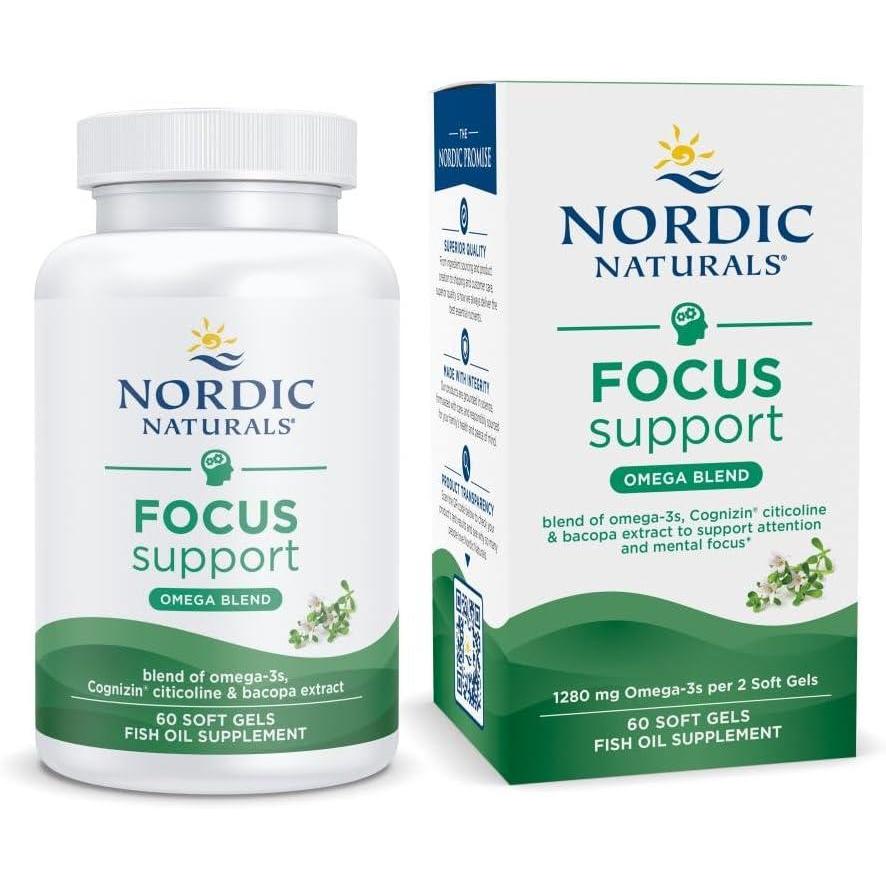 image:imageNordic Naturals Omega Focus Lemon 60 Soft Gels 1280 mg Omega3 Citicoline amp Bacopa Monnieri Extract Focus Attention Memory Brain Health NonGMO 30 Servings