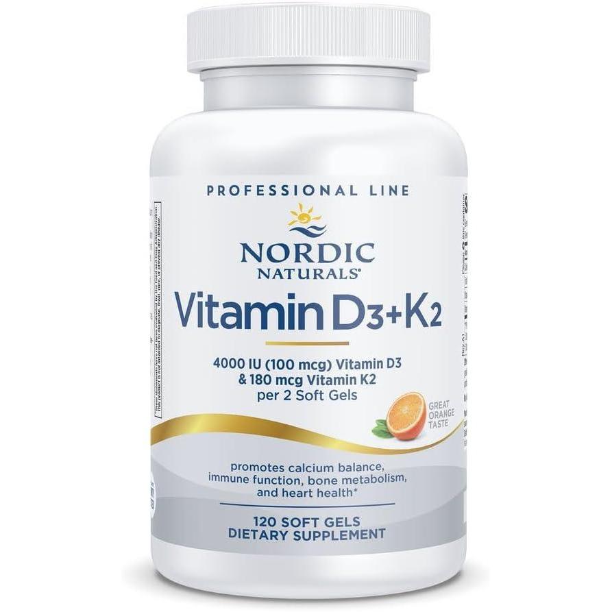 image:imageNordic Naturals Professional Grade Vitamin D3K2 Supplement Orange Flavor 60 Soft Gels 4000 IU Vitamin D3 amp 180 mcg K2 Promotes Calcium Balance amp Immune Function NonGMO 30 Servings