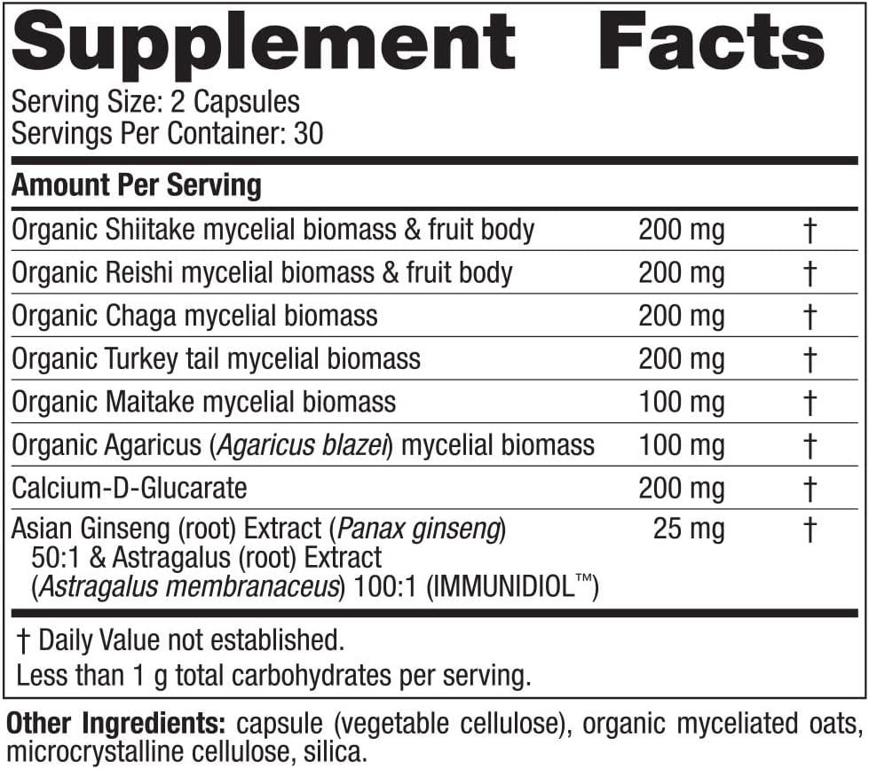image:imageNordic Naturals Immune Mushroom Complex Unflavored 60 Capsules Adaptogenic Support MultiMushroom Blend Optimal Wellness NonGMO Certified Vegan 30 Servings