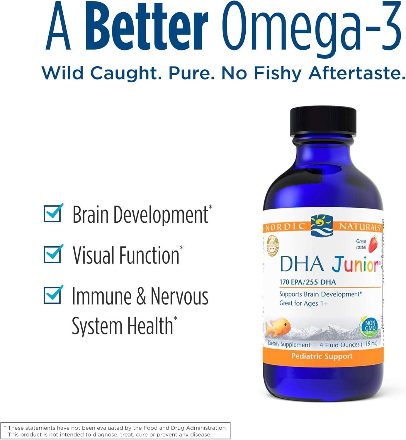 image:imageNordic Naturals Pro DHA Junior Strawberry 4 oz 530 mg Total Omega3s with EPA amp DHA Brain Development amp Visual Function NonGMO 48 Servings