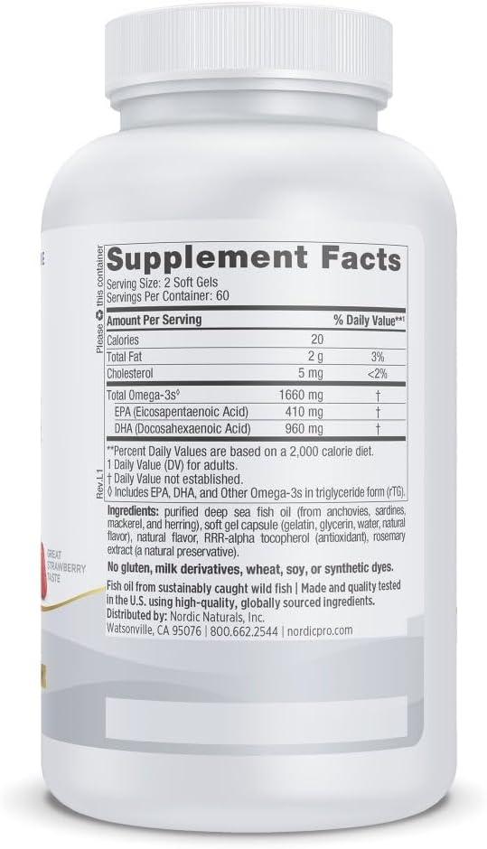 image:imageNordic Naturals ProDHA 1000 Strawberry 120 Soft Gels 1660 mg Omega3 HighIntensity DHA Formula for Neurological Health Mood amp Memory NonGMO 60 Servings120 Count Pack of 1