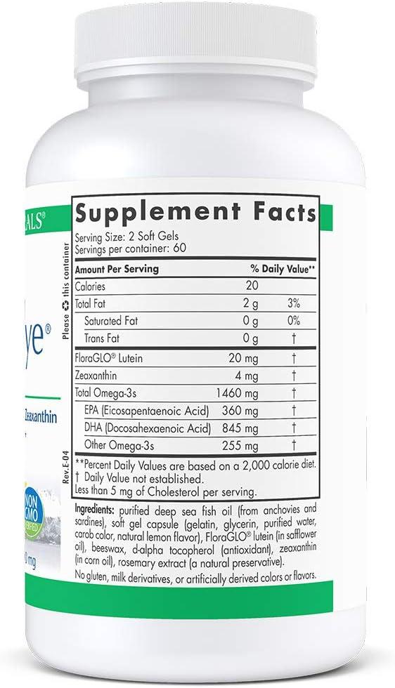 image:imageNordic Naturals ProDHA Eye Fish Oil 360 mg EPA 845 mg DHA 20 mg FloraGLO Lutein 4 mg Zeaxanthin Support for Neurological Function and LongTerm Eye Health 120 Soft Gels