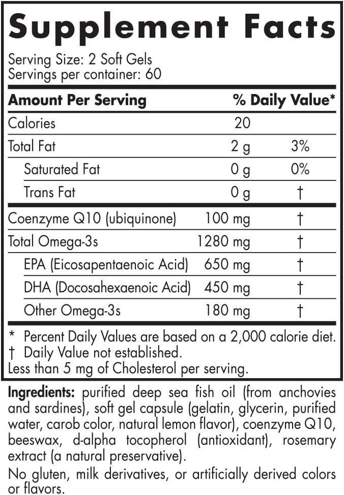 image:imageNordic Naturals ProOmega CoQ10 Fish Oil 650 mg EPA 450 mg DHA 100 mg CoQ10 Promotes Neurological Health and Cellular Energy Production 120 Soft Gels