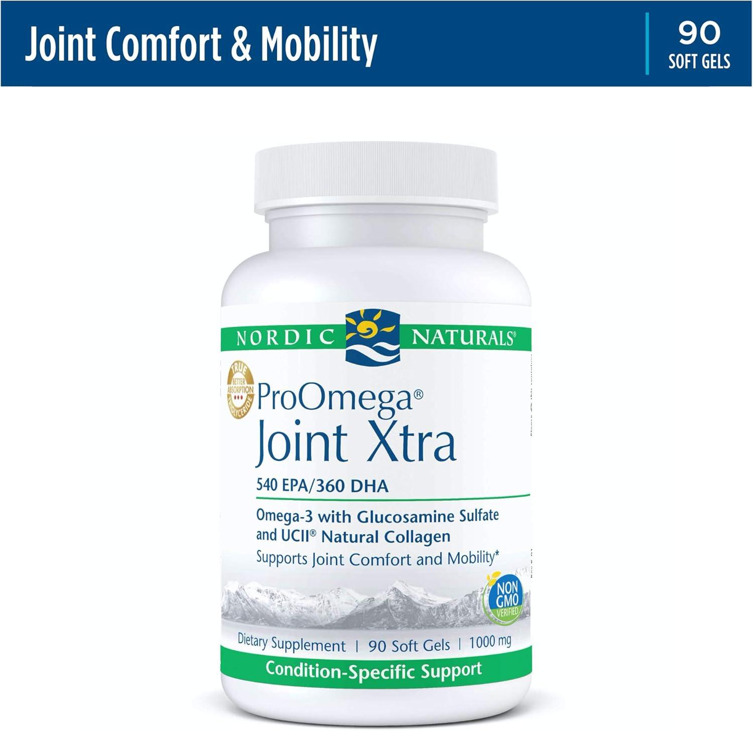 image:imageNordic Naturals ProOmega Joint Xtra Fish Oil 540 mg EPA 360 mg DHA 1500 mg Glucosamine Sulfate 40 mg UCII Natural Collagen Support for Joint Comfort and Mobility 90 Soft Gels