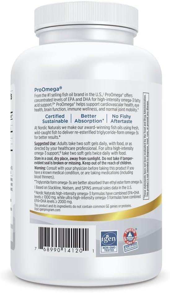 image:imageNordic Naturals ProOmega Lemon Flavor 180 Soft Gels 1280 mg Omega3 HighPotency Fish Oil with EPA amp DHA Promotes Brain Eye Heart amp Immune Health NonGMO 90 Servings180 Count Pack of 1
