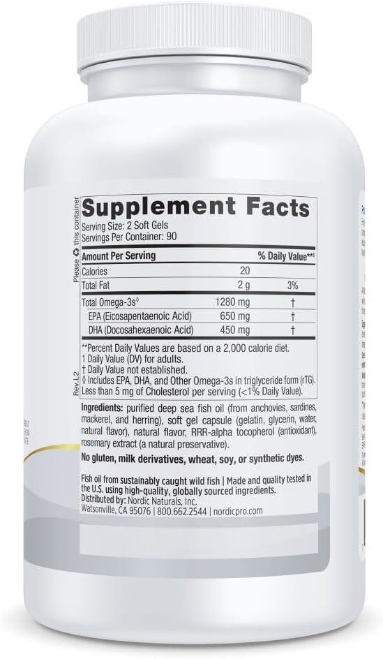 image:imageNordic Naturals ProOmega Lemon Flavor 180 Soft Gels 1280 mg Omega3 HighPotency Fish Oil with EPA amp DHA Promotes Brain Eye Heart amp Immune Health NonGMO 90 Servings180 Count Pack of 1