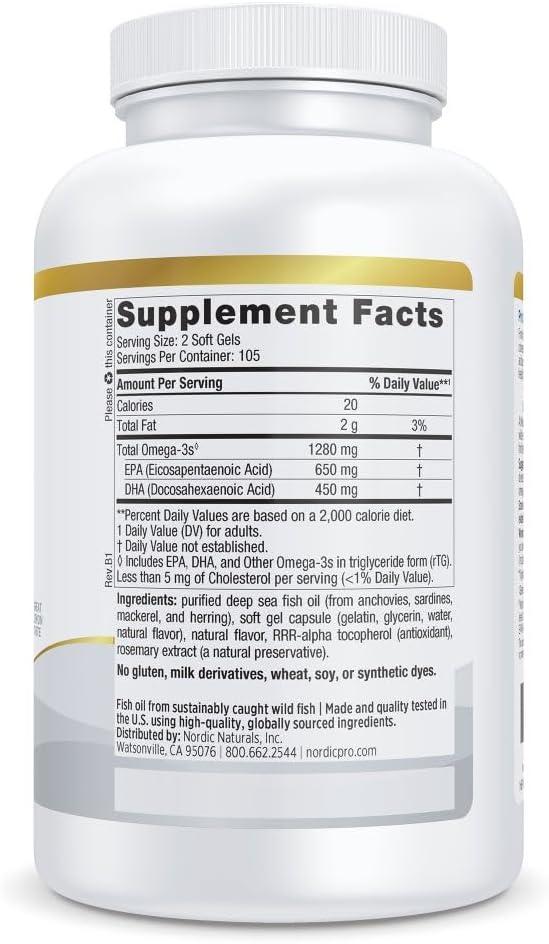image:imageNordic Naturals ProOmega Lemon Flavor 180 Soft Gels 1280 mg Omega3 HighPotency Fish Oil with EPA amp DHA Promotes Brain Eye Heart amp Immune Health NonGMO 90 Servings210 Count Pack of 1