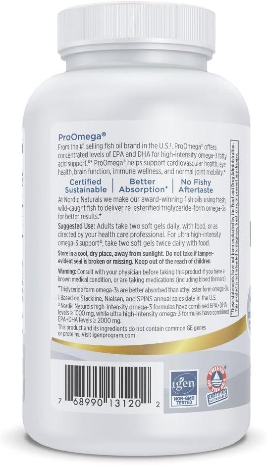 image:imageNordic Naturals ProOmega Lemon Flavor 180 Soft Gels 1280 mg Omega3 HighPotency Fish Oil with EPA amp DHA Promotes Brain Eye Heart amp Immune Health NonGMO 90 Servings120 Count Pack of 1