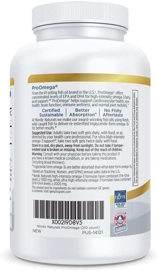 image:imageNordic Naturals ProOmega Lemon Flavor 180 Soft Gels 1280 mg Omega3 HighPotency Fish Oil with EPA amp DHA Promotes Brain Eye Heart amp Immune Health NonGMO 90 Servings210 Count Pack of 1