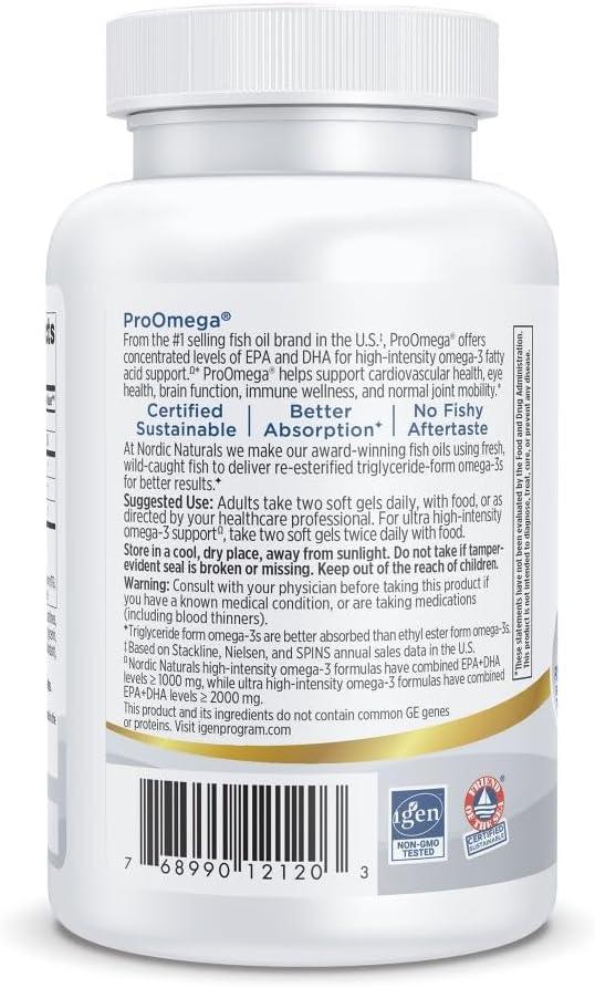 image:imageNordic Naturals ProOmega Lemon Flavor 180 Soft Gels 1280 mg Omega3 HighPotency Fish Oil with EPA amp DHA Promotes Brain Eye Heart amp Immune Health NonGMO 90 Servings60 Count Pack of 1