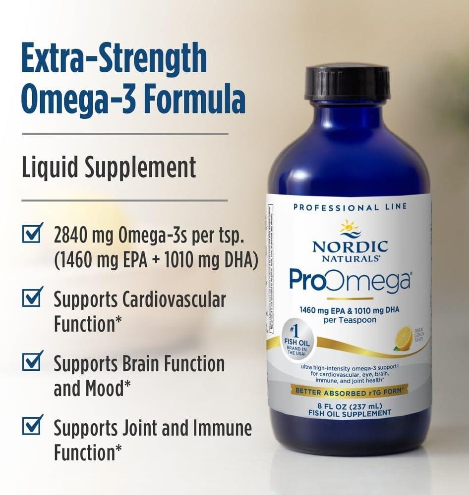 image:imageNordic Naturals ProOmega Liquid Lemon Flavor 8 oz 2840 mg Omega3 High Potency Fish Oil with EPA amp DHA Promotes Brain Eye Heart amp Immune Health NonGMO 48 Servings