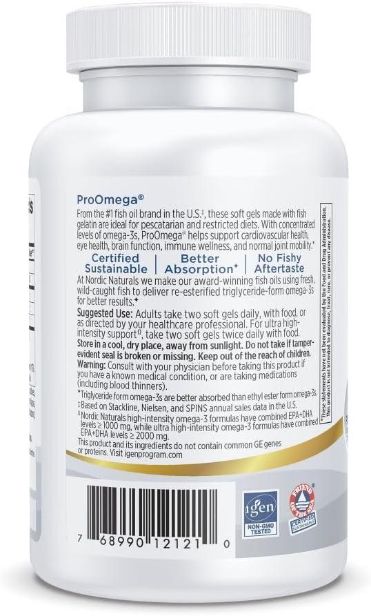 image:imageNordic Naturals ProOmega in Fish Gelatin Lemon Flavor 60 Soft Gels 1280 mg Omega3 High Potency Fish Oil EPA amp DHA Promotes Brain Eye Heart amp Immune Health NonGMO 30 Servings