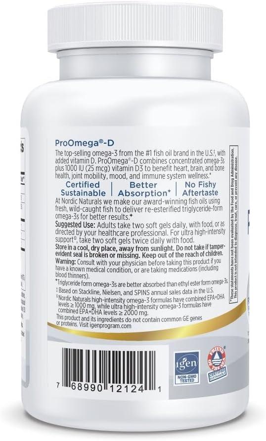 image:imageNordic Naturals ProOmegaD Lemon Flavor 120 Soft Gels 1280 mg Omega3 1000 IU D3 HighPotency Fish Oil EPA amp DHA Brain Eye Heart amp Immune Health NonGMO 60 ServingsLemon