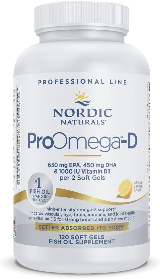 image:imageNordic Naturals ProOmegaD Lemon Flavor 120 Soft Gels 1280 mg Omega3 1000 IU D3 HighPotency Fish Oil EPA amp DHA Brain Eye Heart amp Immune Health NonGMO 60 ServingsLemon