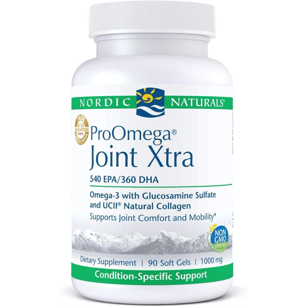image:imageNordic Naturals ProOmega Joint Xtra Fish Oil 540 mg EPA 360 mg DHA 1500 mg Glucosamine Sulfate 40 mg UCII Natural Collagen Support for Joint Comfort and Mobility 90 Soft Gels