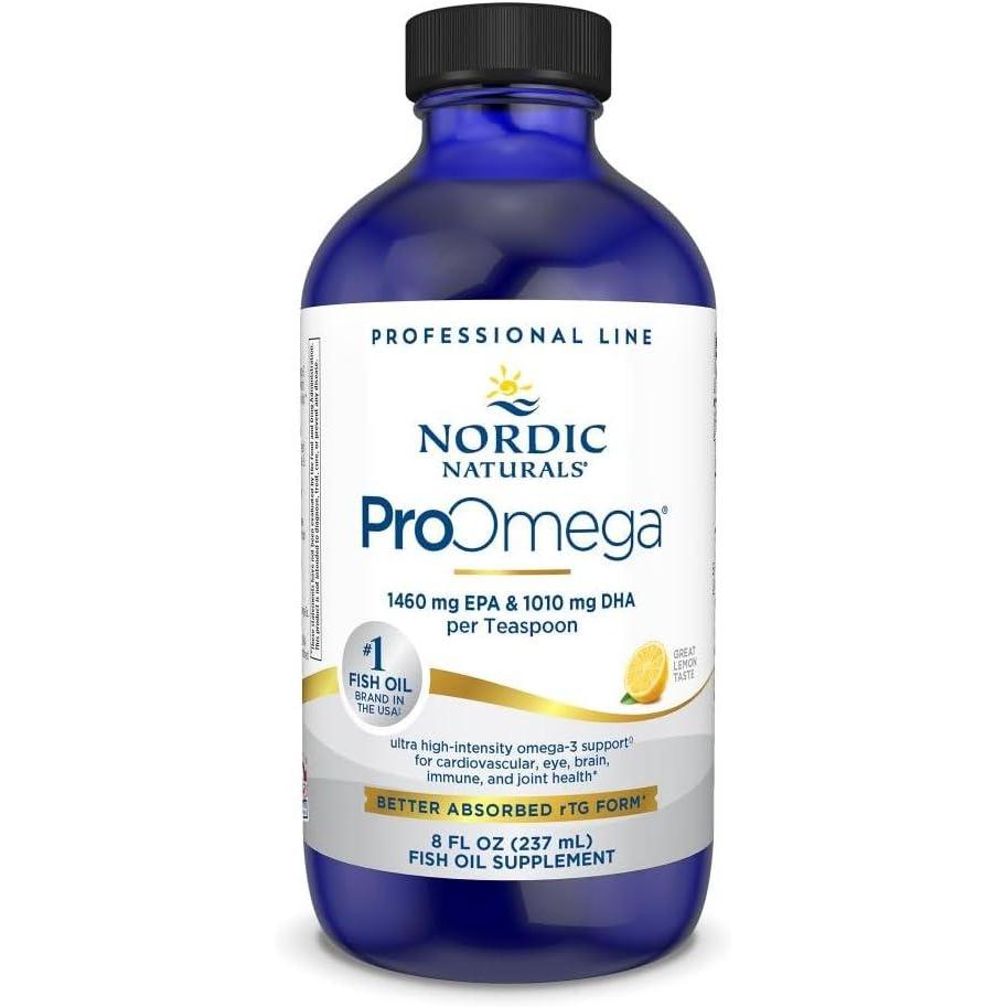 image:imageNordic Naturals ProOmega Liquid Lemon Flavor 8 oz 2840 mg Omega3 High Potency Fish Oil with EPA amp DHA Promotes Brain Eye Heart amp Immune Health NonGMO 48 Servings
