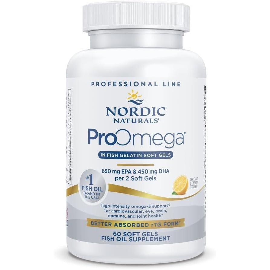 image:imageNordic Naturals ProOmega in Fish Gelatin Lemon Flavor 60 Soft Gels 1280 mg Omega3 High Potency Fish Oil EPA amp DHA Promotes Brain Eye Heart amp Immune Health NonGMO 30 Servings