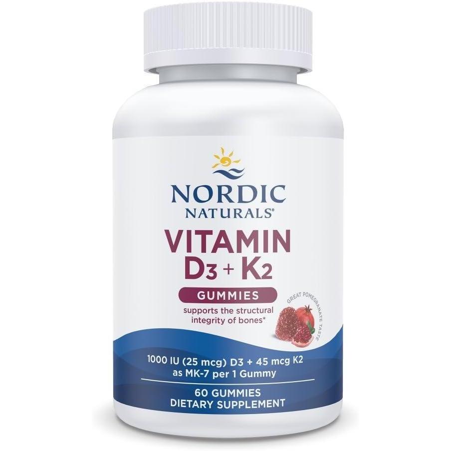 image:imageNordic Naturals Vitamin D3 K2 Gummies Pomegranate 120 Gummies 1000 IU Vitamin D3 45 mcg K2 Great Taste Bone Health Promotes Healthy Muscle Function NonGMO 120 Servings60 Count Pack of 1