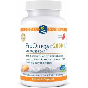 image:imageNordic Naturals ProOmega 2000 Jr Strawberry Flavor  60 Soft Gels  1120 mg Omega3  Ultra Potent Fish Oil  EPA amp DHA  Promotes Brain Heart amp Immune Health  NonGMO  30 Servings