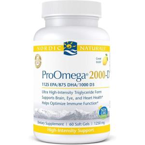 image:imageNordic Naturals ProOmega 2000D  Fish Oil 1125 mg EPA 875 mg DHA 1000 IU Vitamin D3 Cardiovascular Neurological Eye and Immune Health Lemon Flavor 60 Soft GelsLemon