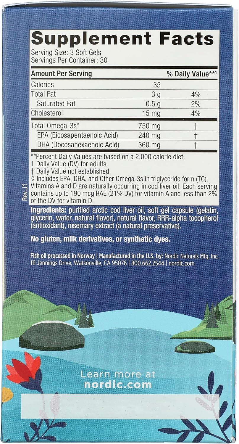 image:imageNordic Naturals Cod Liver Oil Arctic Lemon 1000mg 90 Softgels