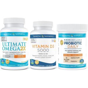 image:imageNordic Naturals Mind and Body Starter Pack  Vitamin D3 5000 Ultimate Omega 2X Nordic Flora Probiotic Daily