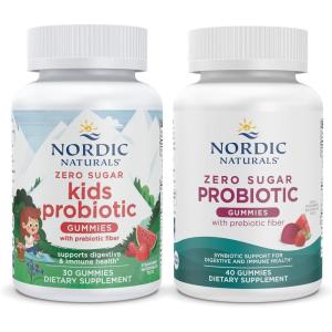 image:imageNordic Naturals Vegan Probiotic Gummies Bundle  Zero Sugar Kids Probiotic Gummies  Strawberry Watermelon Flavor  30 Gummies Zero Sugar Probiotic Gummies  Strawberry Watermelon Flavor  40 Gummies