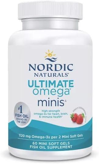 image:imageNordic Naturals Ultimate Omega Minis Strawberry Flavor 60 Minis Soft Gels 1120 mg Omega3 HighPotency Fish Oil Supplement EPA amp DHA Promotes Brain amp Heart Health 30 Servings