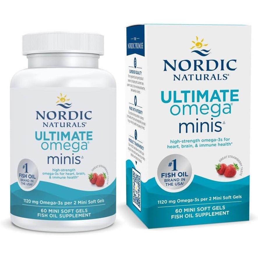 image:imageNordic Naturals Ultimate Omega Minis Strawberry Flavor 60 Minis Soft Gels 1120 mg Omega3 HighPotency Fish Oil Supplement EPA amp DHA Promotes Brain amp Heart Health 30 Servings