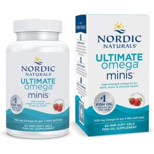 image:imageNordic Naturals Ultimate Omega Minis Strawberry Flavor  60 Minis Soft Gels  1120 mg Omega3  HighPotency Fish Oil Supplement  EPA amp DHA  Promotes Brain amp Heart Health  30 Servings