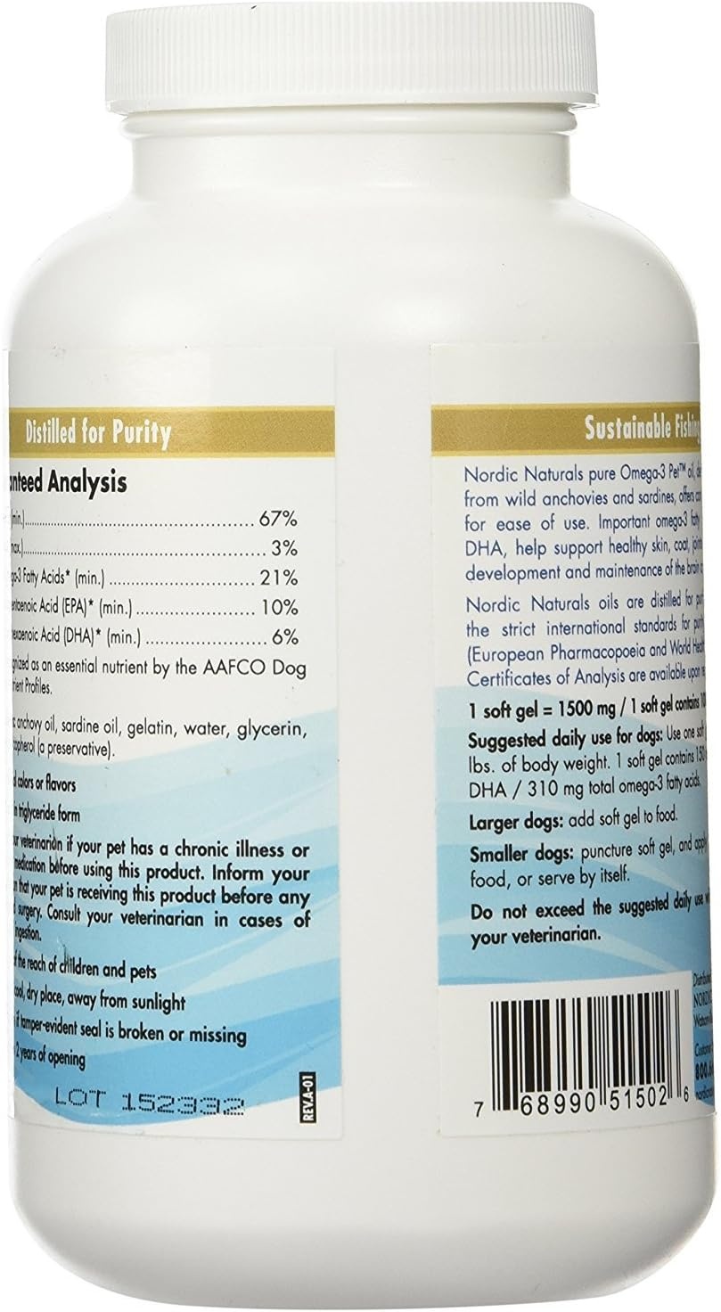 image:imageNordic Naturals Omega3 Pet Unflavored 330 mg Omega3 Per Soft Gel 2 Pack 360 Total Soft Gels Fish Oil for Dogs with EPA amp DHA Promotes Heart Skin Coat Joint amp Immune Health NonGMO