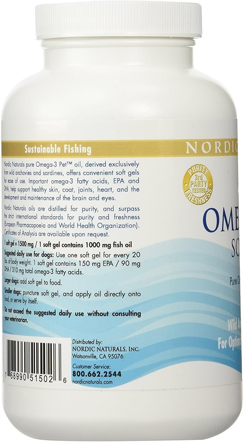 image:imageNordic Naturals Omega3 Pet Unflavored 330 mg Omega3 Per Soft Gel 2 Pack 360 Total Soft Gels Fish Oil for Dogs with EPA amp DHA Promotes Heart Skin Coat Joint amp Immune Health NonGMO